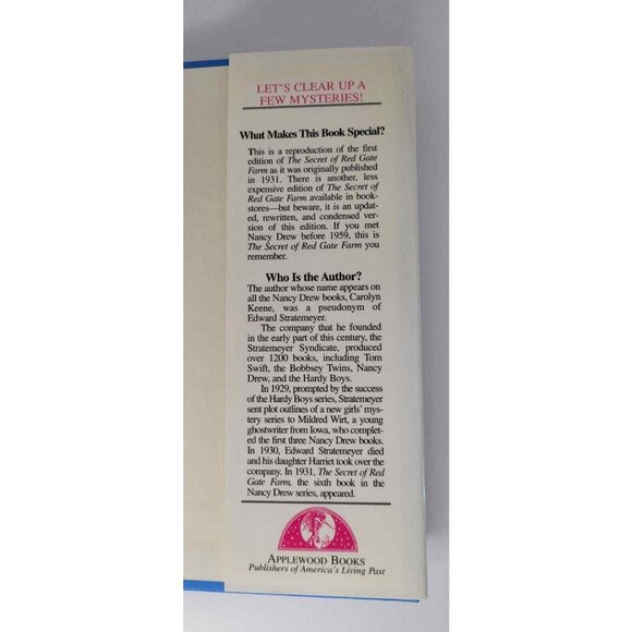 Nancy Drew Mystery Secret Of Red Gate Farm Original Text Hardcover Applewood - Picture 7 of 12